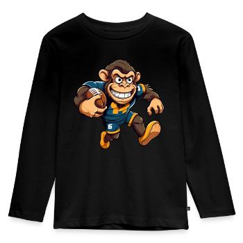 Singe de rugby - T-shirt manches longues Premium Enfant - noir - Devant - AI Model Kid Male (0cm)