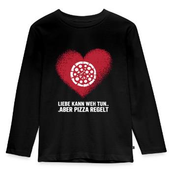 Love Hurts Breakup Valentine's Day Pizza Regulates - Kids' Premium Longsleeve Shirt - black - Front - AI Model Kid Male (0cm)