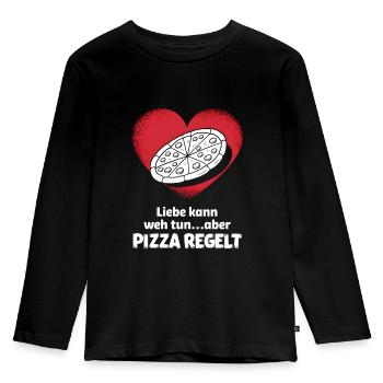 Love Hurts Breakup Valentine's Day Pizza Regulates - Kids' Premium Longsleeve Shirt - black - Front - AI Model Kid Male (0cm)