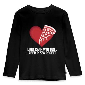 Love Hurts Breakup Valentine's Day Pizza Regulates - Kids' Premium Longsleeve Shirt - black - Front - AI Model Kid Male (0cm)