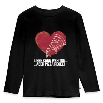 Love Hurts Breakup Valentine's Day Pizza Regulates - Kids' Premium Longsleeve Shirt - black - Front - AI Model Kid Male (0cm)
