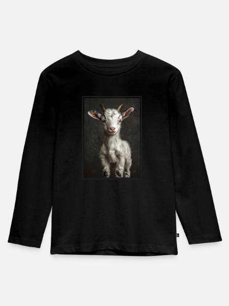 Ziegen Ziege - Kinder Premium Bio Langarmshirt - Schwarz