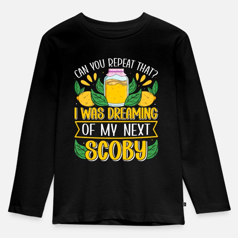 Kombucha Scoby fermented drinks - Kinder Premium Bio Langarmshirt - Schwarz