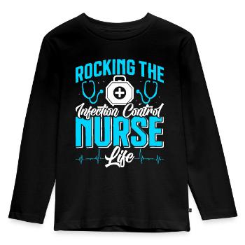 Contrôle des infections chez les soignants - T-shirt manches longues Premium Enfant - noir - Devant - AI Model Kid Male (0cm)