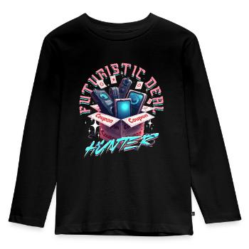 Couponing Coupon Futuristic Deal Hunter - Kinder Premium Bio Langarmshirt - Schwarz - Vorne - AI Model Kid Male (0cm)