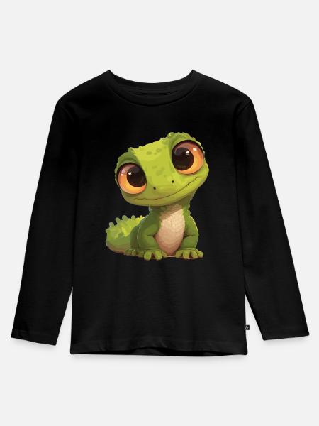Eidechsen Eidechse - Kinder Premium Bio Langarmshirt - Schwarz