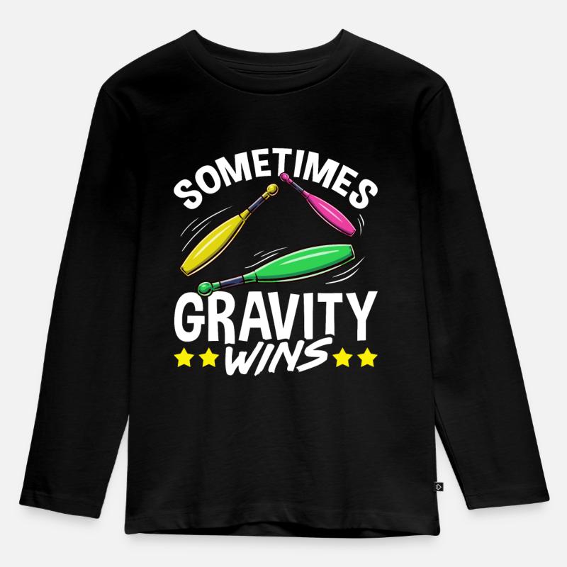 Jongleur Sometimes Gravity Wins Jonglieren - Kinder Premium Bio Langarmshirt - Schwarz