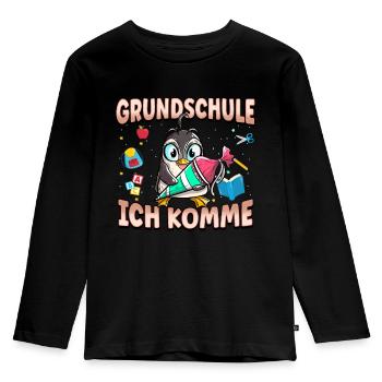 Grundschule Ich Komme Ein Schulkind Einschulung - Kinder Premium Bio Langarmshirt - Schwarz - Vorne - AI Model Kid Male (0cm)
