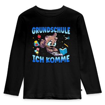 Grundschule Ich Komme Ein Schulkind Einschulung - Kinder Premium Bio Langarmshirt - Schwarz - Vorne - AI Model Kid Male (0cm)