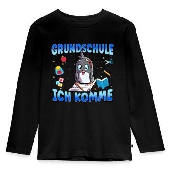 Grundschule Ich Komme Ein Schulkind Einschulung - Kinder Premium Bio Langarmshirt - Schwarz - Vorne - AI Model Kid Male (0cm)