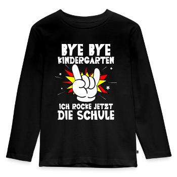 Bye bye Kindergarten ich rocke jetzt die Schule - Kinder Premium Bio Langarmshirt - Schwarz - Vorne - AI Model Kid Male (0cm)