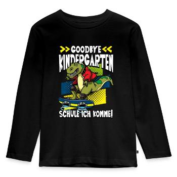 Goodbye Kindergarten Schule ich komme 1. Klasse - Kinder Premium Bio Langarmshirt - Schwarz - Vorne - AI Model Kid Male (0cm)