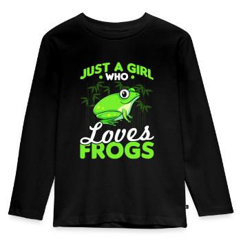Mädchenfrösche - Kinder Premium Bio Langarmshirt - Schwarz - Vorne - AI Model Kid Male (0cm)