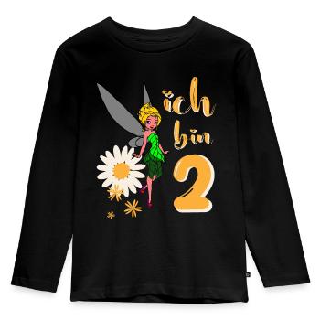 Ich bin 2 Jahre alt Fee Blumen Geburtstag Mädchen - Kinder Premium Bio Langarmshirt - Schwarz - Vorne - AI Model Kid Male (0cm)