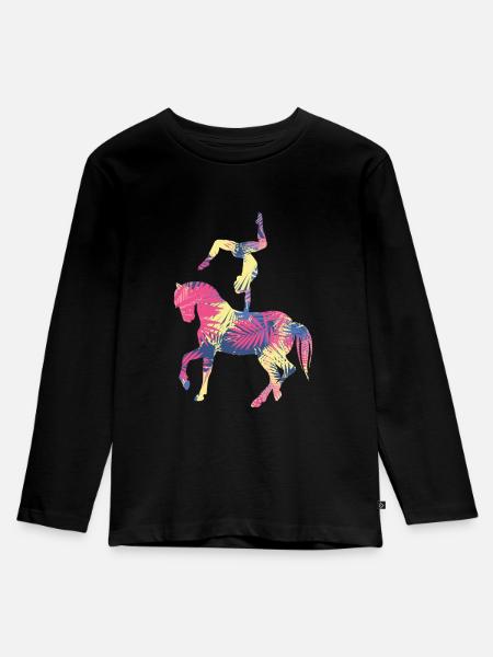 Mädchen Voltigieren Volti - Kinder Premium Bio Langarmshirt - Schwarz