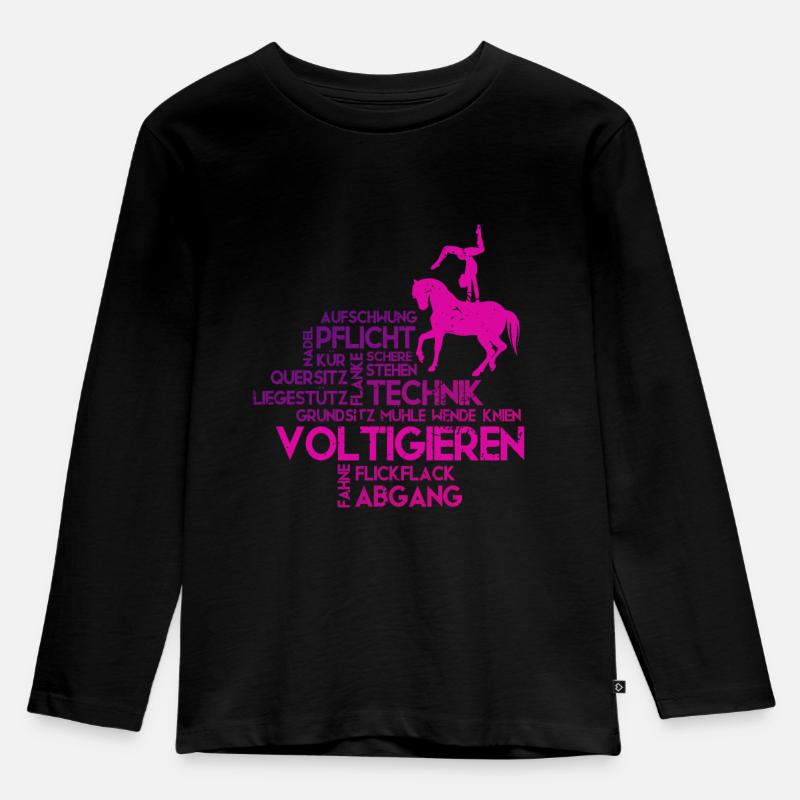 Mädchen Voltigieren Volti - Kinder Premium Bio Langarmshirt - Schwarz