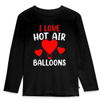 Ich Liebe Heißluftballons Heißluftballon Flug - Kinder Premium Bio Langarmshirt - Schwarz - Vorne - AI Model Kid Male (0cm)