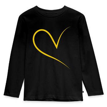 Halbes Herz Gelb Simpel - Kinder Premium Bio Langarmshirt - Schwarz - Vorne - AI Model Kid Male (0cm)