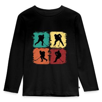 Eishockey Trikot Vintage - Kinder Premium Bio Langarmshirt - Schwarz - Vorne - AI Model Kid Male (0cm)