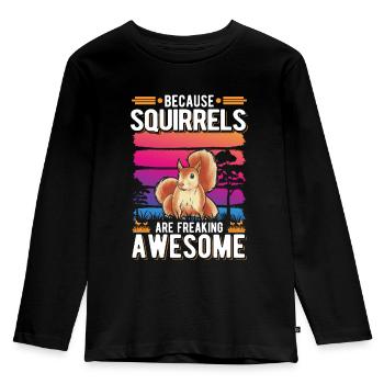 Squirrel Gift Squirrel Grey Squirrel - Kids' Premium Longsleeve Shirt - black - Front - AI Model Kid Male (0cm)