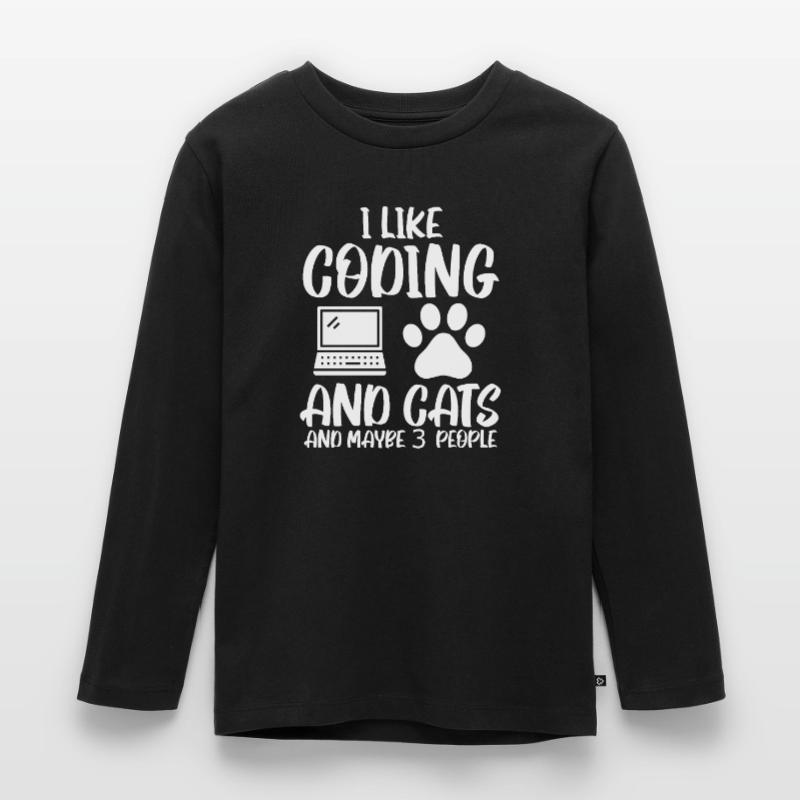 Programista Cat Coding Developer Informatyka Ekologiczna dziecięca koszulka z długim rękawem Premium