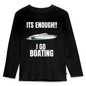 Boat Regatta . Powerboat motor yacht . Yacht Sailing - Kids' Premium Longsleeve Shirt - black - Front - AI Model Kid Male (0cm)
