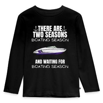 Boat Regatta . Powerboat motor yacht . Yacht Sailing - Kids' Premium Longsleeve Shirt - black - Front - AI Model Kid Male (0cm)