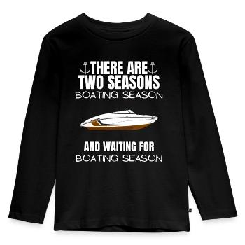 Boat Regatta . Powerboat motor yacht . Yacht Sailing - Kids' Premium Longsleeve Shirt - black - Front - AI Model Kid Male (0cm)