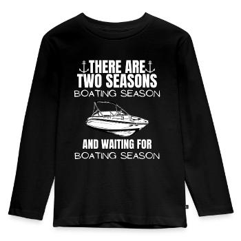 Boat Regatta . Powerboat motor yacht . Yacht Sailing - Kids' Premium Longsleeve Shirt - black - Front - AI Model Kid Male (0cm)