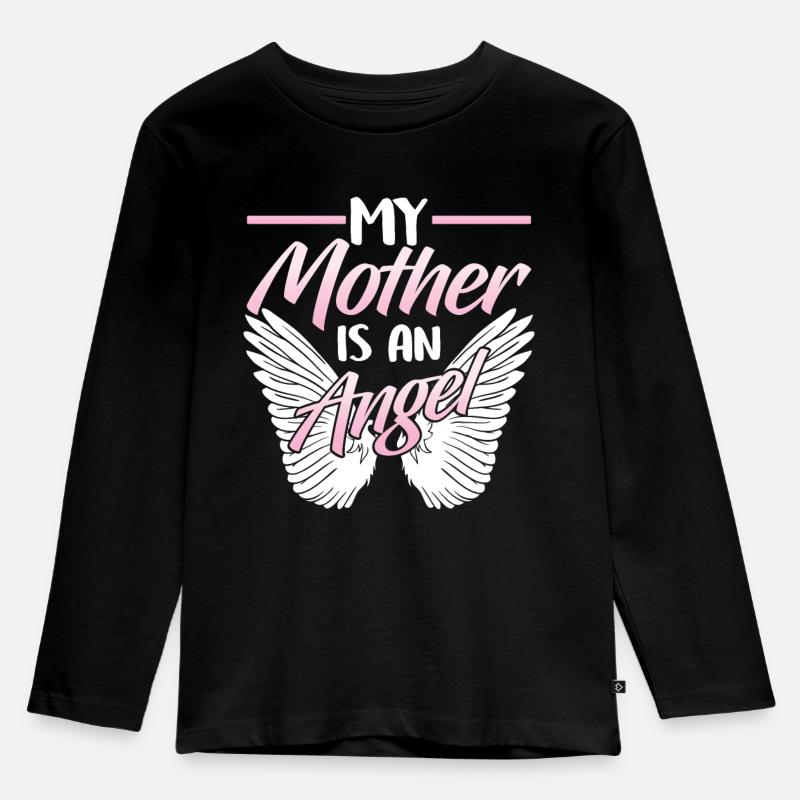 Meine Mutter Ist Ein Engel Mama Mami Muttertag - Kinder Premium Bio Langarmshirt - Schwarz