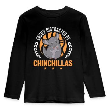 Easily distracted by Chinchillas - Kids' Premium Longsleeve Shirt - black - Front - AI Model Kid Male (0cm)