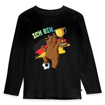 9. Geburtstag Ich bin 9 Jahre Fußball Junge - Kinder Premium Bio Langarmshirt - Schwarz - Vorne - AI Model Kid Male (0cm)