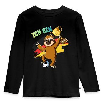 6. Geburtstag Ich bin 6 Jahre Fußball Junge - Kinder Premium Bio Langarmshirt - Schwarz - Vorne - AI Model Kid Male (0cm)