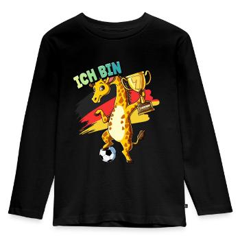 7. Geburtstag Ich bin 7 Jahre Fußball Junge - Kinder Premium Bio Langarmshirt - Schwarz - Vorne - AI Model Kid Male (0cm)