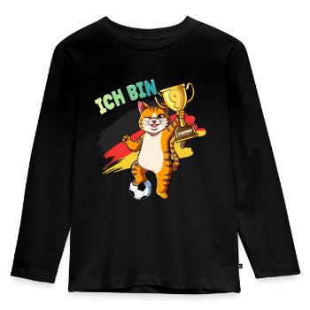9. Geburtstag Ich bin 9 Jahre Fußball Junge - Kinder Premium Bio Langarmshirt - Schwarz - Vorne - AI Model Kid Male (0cm)