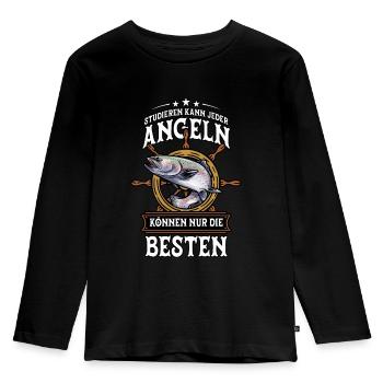 Angeln Angler - Kinder Premium Bio Langarmshirt - Schwarz - Vorne - AI Model Kid Male (0cm)
