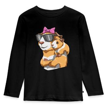 Liebevolles Meerschweinchen mit Meerschweinchen - Kinder Premium Bio Langarmshirt - Schwarz - Vorne - AI Model Kid Male (0cm)