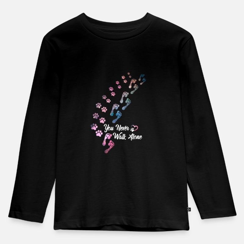 You Never Walk Alone Hunde Hundeliebhaber Gassi - Kinder Premium Bio Langarmshirt - Schwarz