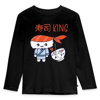 Kawaii Japanese Food Salmon Salmon Sushi Roll - T-shirt manches longues Premium Enfant - noir - Devant - AI Model Kid Male (0cm)