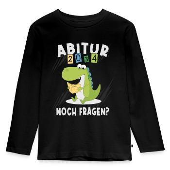 Einschulung Dinosaurier Abi 2034 - Kinder Premium Bio Langarmshirt - Schwarz - Vorne - AI Model Kid Male (0cm)
