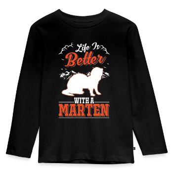 Life is better with a Marten Tree Marten Marten Marten - Kids' Premium Longsleeve Shirt - black - Front - AI Model Kid Male (0cm)