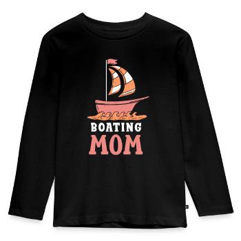 Bootfahrende Mutter Yacht Schiff Boot Bootfahren - Kinder Premium Bio Langarmshirt - Schwarz - Vorne - AI Model Kid Male (0cm)