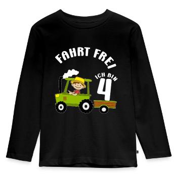 Tracteur Motif d’anniversaire 4 ans Garçon Cadeau - T-shirt manches longues Premium Enfant - noir - Devant - AI Model Kid Male (0cm)