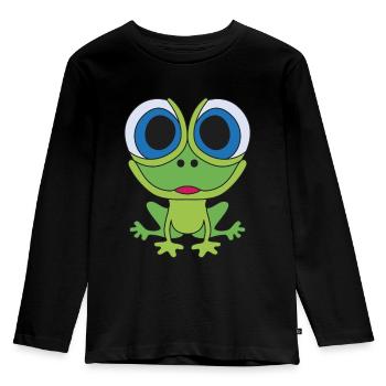 Green frog with big eyes Design with toad - Kids' Premium Longsleeve Shirt - black - Front - AI Model Kid Male (0cm)