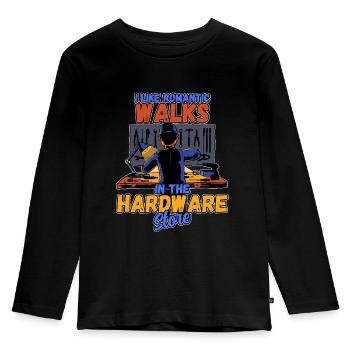 I like romantic walks in the hardware store - Kids' Premium Longsleeve Shirt - black - Front - AI Model Kid Male (0cm)