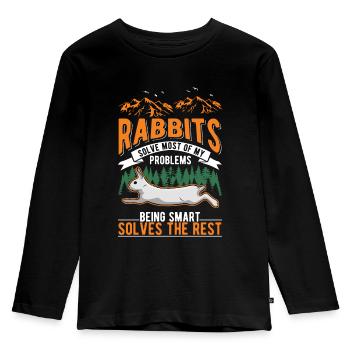 Rabbit Rabbit Rabbit Rabbit - Kids' Premium Longsleeve Shirt - black - Front - AI Model Kid Male (0cm)