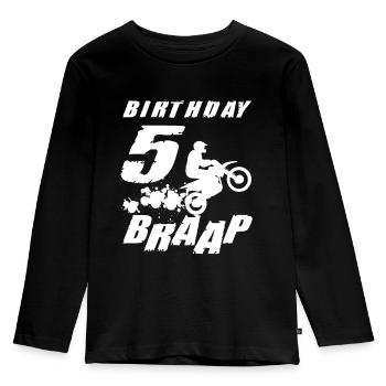 Six 5yr 5th Motocross Birthday Boy 5 Years Old - Kinder Premium Bio Langarmshirt - Schwarz - Vorne - AI Model Kid Male (0cm)
