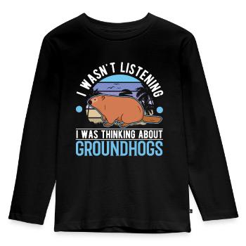 Groundhog Groundhog Marmot Forest Marmot - Kids' Premium Longsleeve Shirt - black - Front - AI Model Kid Male (0cm)