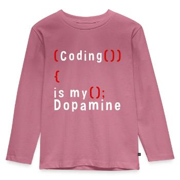 Funny Coding Is My Dopamine Coder - Kids' Premium Longsleeve Shirt - mauve - Front - AI Model Kid Female (0cm)