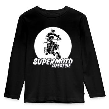 Supermoto / Supermotard / Supermoto Wheelie Biker - Kinder Premium Bio Langarmshirt - Schwarz - Vorne - AI Model Kid Male (0cm)